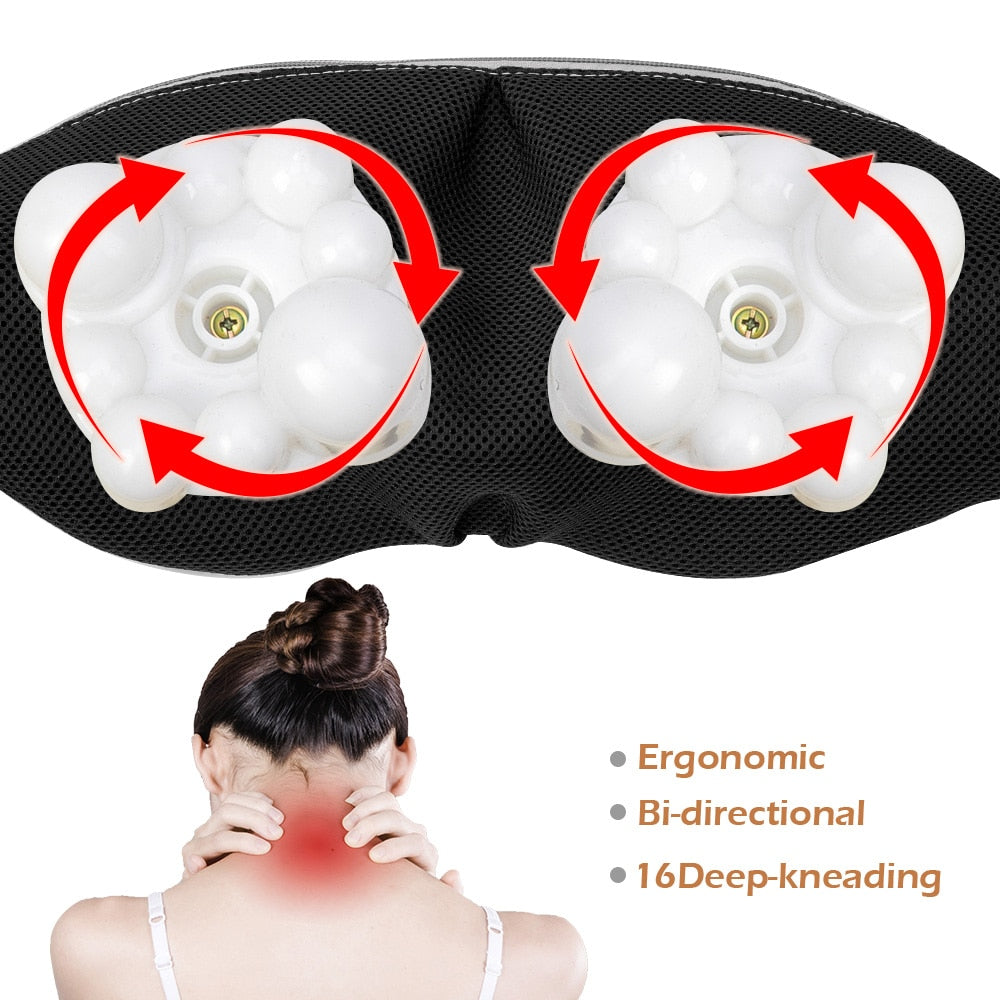 6 Keys Velcro 4D Kneading Body Relaxation U Shape Neck Back Shoulder Massager