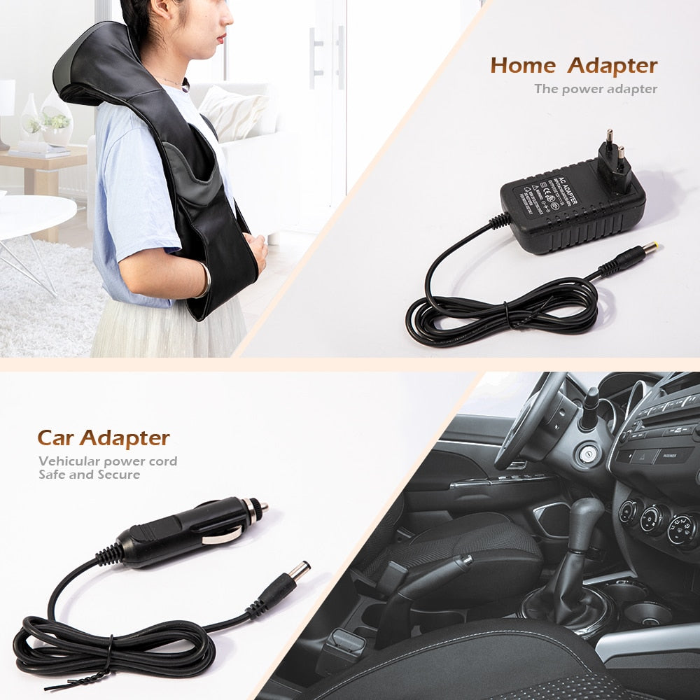 6 Keys Velcro 4D Kneading Body Relaxation U Shape Neck Back Shoulder Massager
