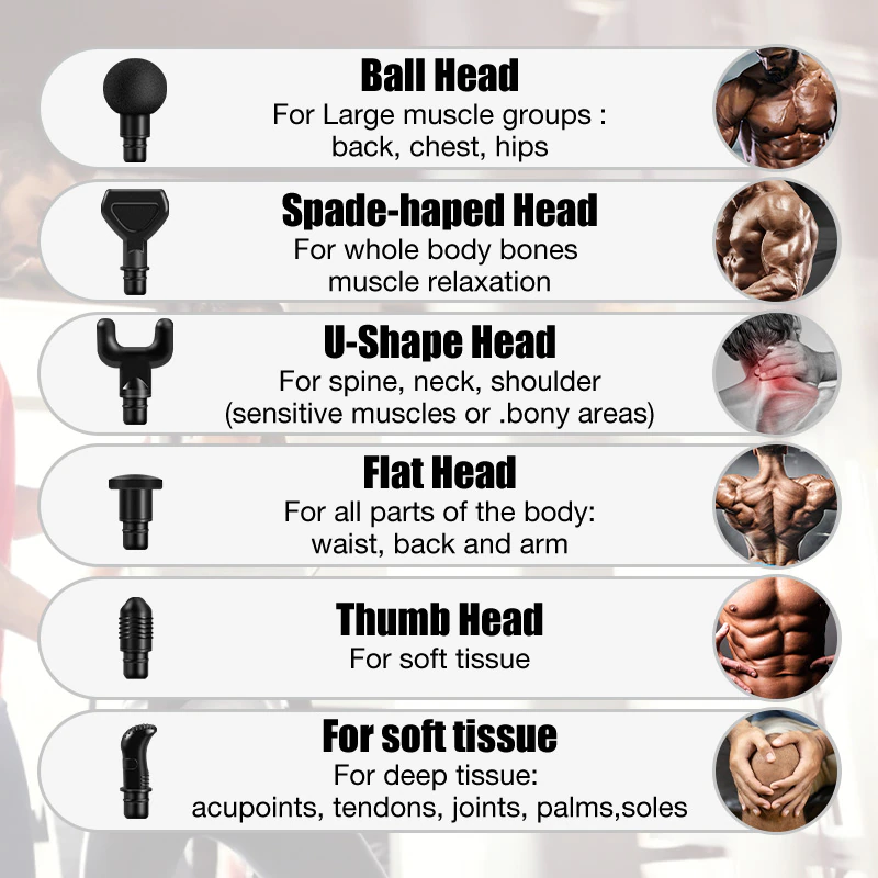 Deep Tissue Muscle Massage Gun - 6 Heads + LCD Touch