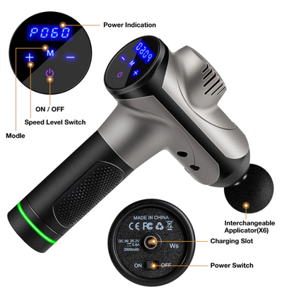 Deep Tissue Muscle Massage Gun - 6 Heads + LCD Touch